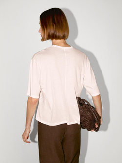 Massimo Dutti Футболка из 100% хлопка с коротким рукавом, пастельно-розовый