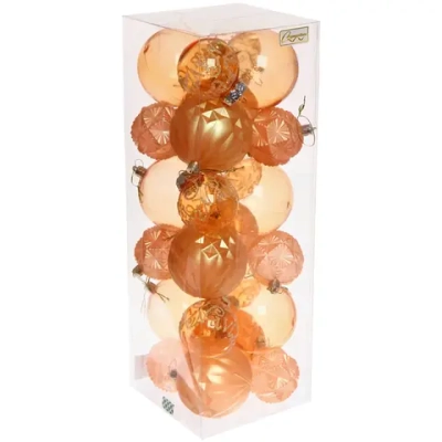 Набор шаров «Подарочек для елочек» (в наборе 8 см 12 шт + 6 см 12 шт), Янтарь