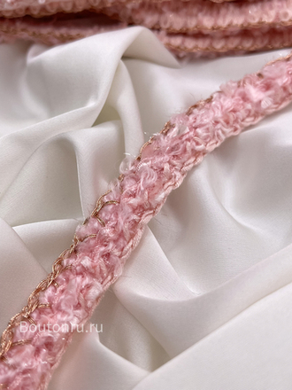 Тесьма розовая пушистая с золотистой нитью люрекс