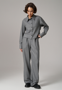 Брюки с поясом на резинке серые