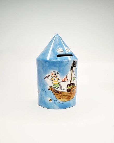 Копилка с пиратами в форме карандаша, керамическая