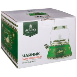 ЧАЙНИК AGNESS ЭМАЛИРОВАННЫЙ, СЕРИЯ СУРА, 3 Л (КОР=8ШТ.)
