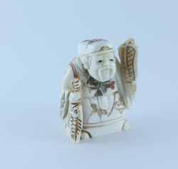 Эксклюзивная нэцкэ Дзюродзин с карпом и веером