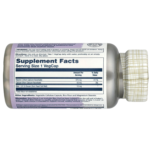 Solaray, Бета-глюкан с витамином C, 60 растительных капсул