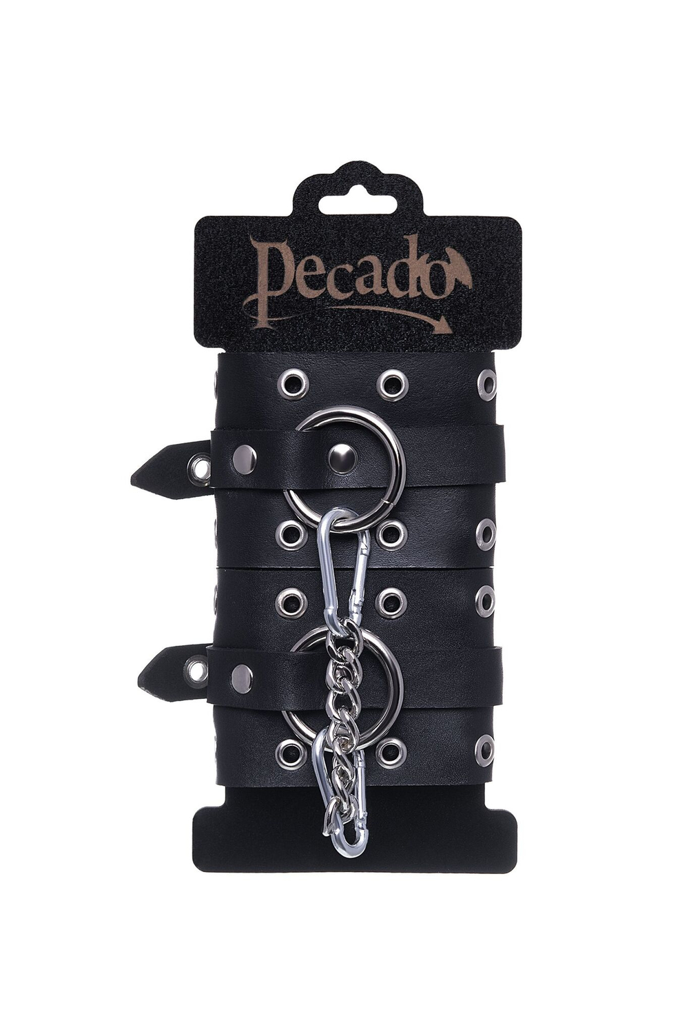 Черные кожаные однослойные наручники с люверсами (Цвет: черный)