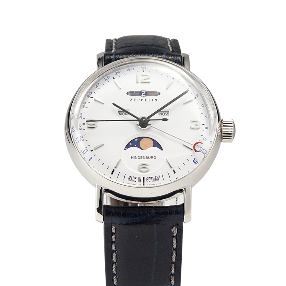 ZEPPELIN Hindenburg Collection Quartz Movement Women"s Watch 36mm White Dial Stainless Steel Case