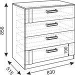 Комод для одежды с ящиками Ясень шимо светлый/Белый/Арабика 83х85,6х51,5 см