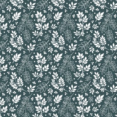 Белые ветки на тёмно-зелёном