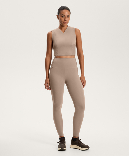 OYSHO Легинсы Comfortlux с высокой талией и отделкой в ​​рубчик длиной до щиколотки, норка