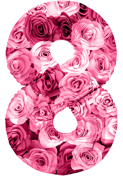 Цифра 8 Симфония роз, Фуше 34" Fl