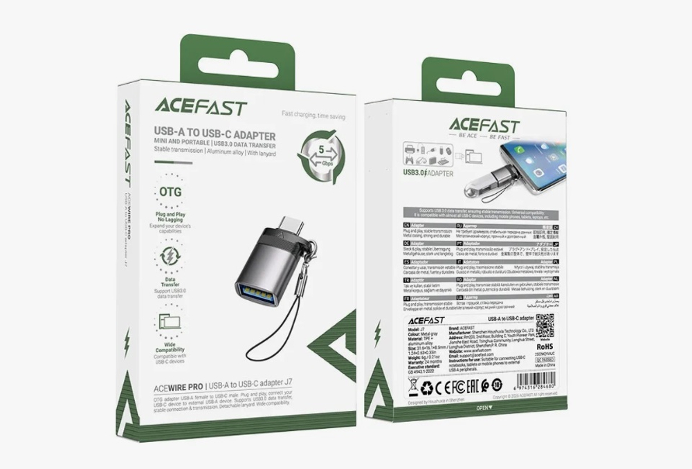 Переходник OTG ACEFAST J7 USB - Type C (серый)