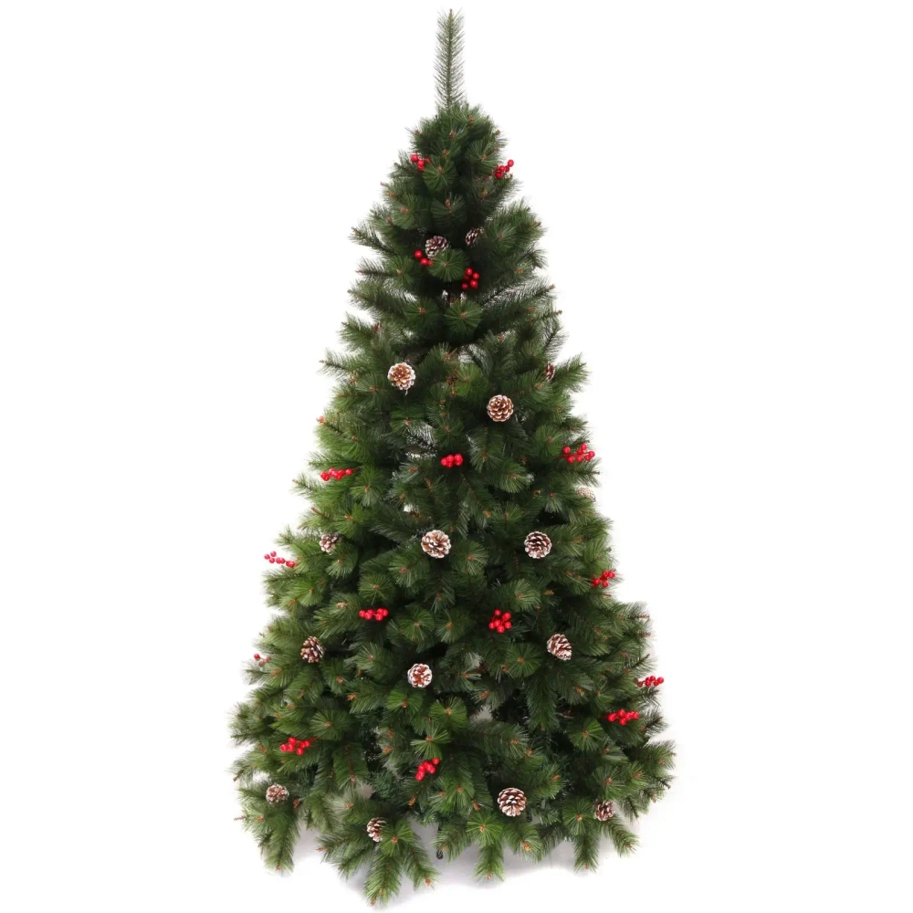 Елка «Венская» 180 см, ПВХ+Леска, ягоды и шишки (736 веток)