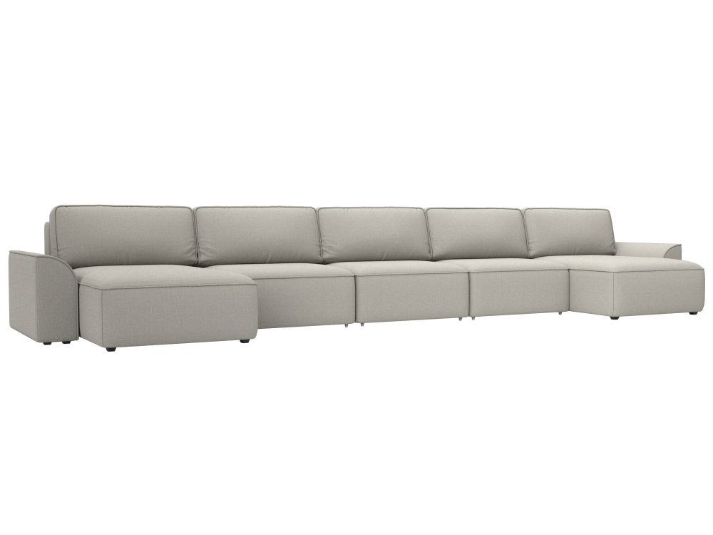 Диван П-образный Лига-048 НПБ МегаЛонг, Амур 02 бежевый, Рогожка, 128314