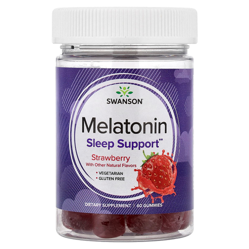 Swanson Vitamins, жевательные таблетки с мелатонином, со вкусом клубники, 60 жевательных таблеток