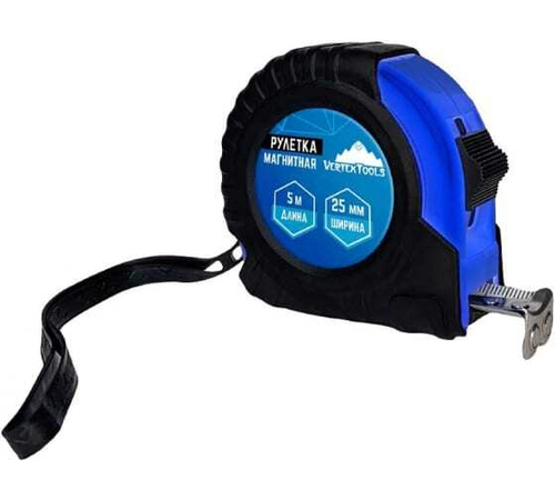 Рулетка 5м 25мм магнитная Вертекс