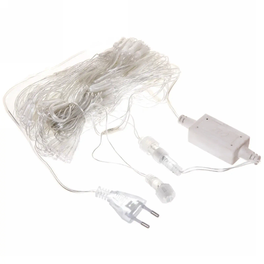 Гирлянда для улицы СЕТКА «Мерцание» ш2,0* в1,5 м 192 ламп LED, прозр.пров,1 реж.,IP-54, Синий (возможность соединения)