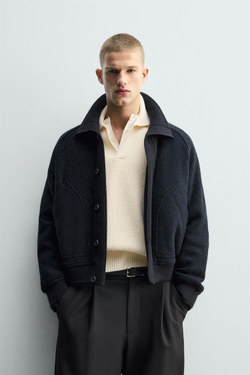 ZARA КУРТКА С ВОРОТНИКОМ И РУБЧИКОМ, МОРСКОЙ СИНИЙ