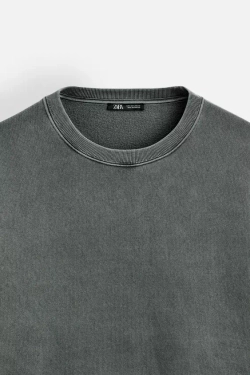 ZARA ТОЛСТОВКА С ЭФФЕКТОМ ПОТЕРТОСТИ, СЕРОВАТЫЙ