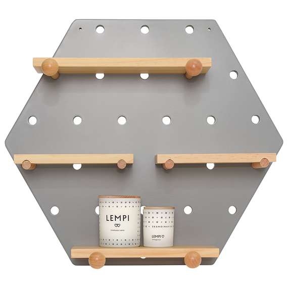 Полка настенная шестиугольная shely, D50 см, светло-серая