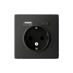 Розетка ArtGallery 16А с 2-мя заряд. устройствами USB A+C 5В/2.4А/3А 2х5В/1.5А механизм базальт SE GAL001432