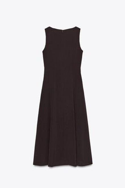 ZARA ПЛАТЬЕ МИДИ С ПОЯСОМ, КОРИЧНЕВЫЙ
