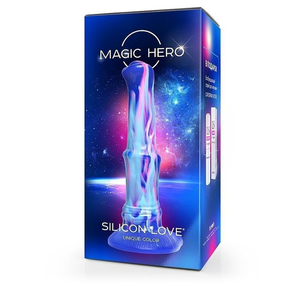 Сине-голубой фантазийный фаллоимитатор - 25 см. (Цвет: синий с голубым)