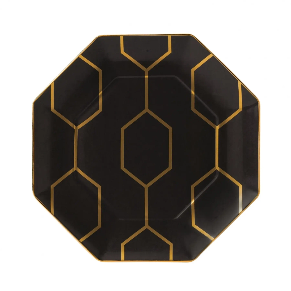 Wedgwood Восьмиугольная тарелка Gio Gold 23 см черная