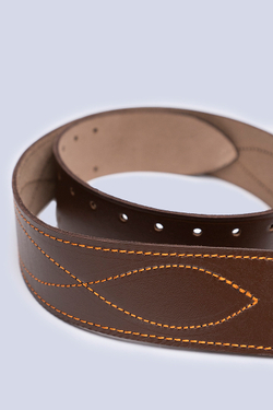 Ремень двухшпеньковый (коричневый, натуральная кожа)