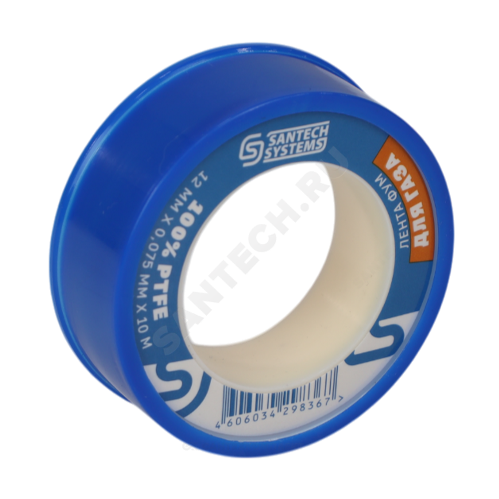 Лента ФУМ PTFE 12ммх0,075ммх10м катушка среда: газ SantechSystems