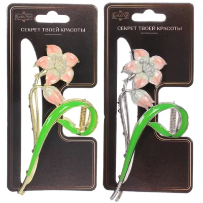 Заколка-краб для волос «PORTOFINO», лилия, цвет золото и хром, 11*5см