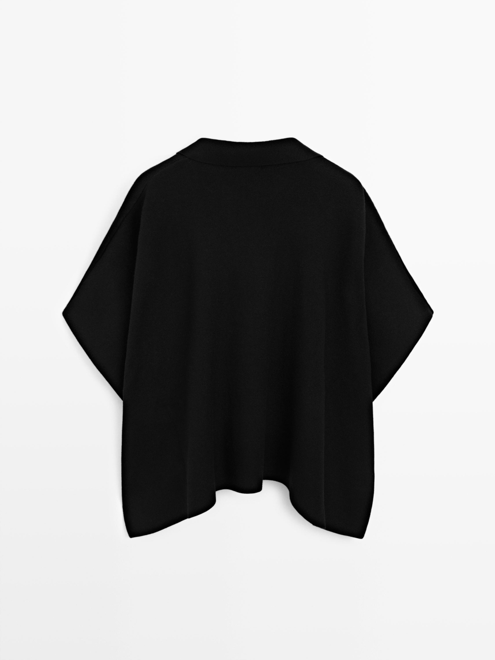 Massimo Dutti Короткая вязаная накидка с V-образным вырезом, черный