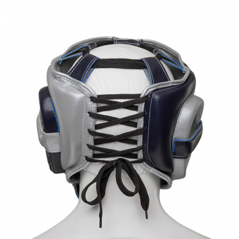 Шлем боксерский LEADERS LS ULTRA с бамперной защитой BL/SIL (синий тёмный/серебристый)