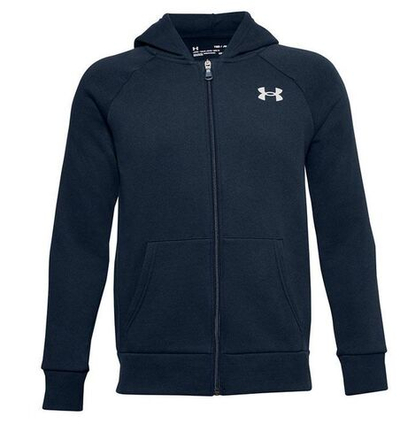 Кофта для мальчика теннисная Under Armour Boys' UA Rival Cotton Full Zip Hoodie - academy/onyx white