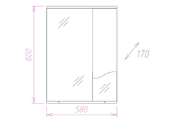 Зеркальный шкаф Onika ЛАЙН 58.01 правый