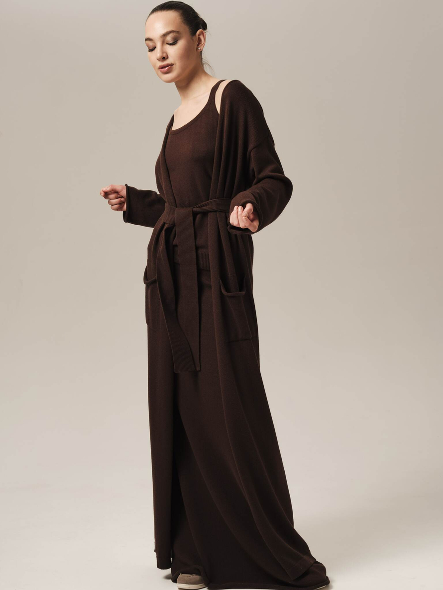 C0385-03 Кардиган темно-коричневый dbr