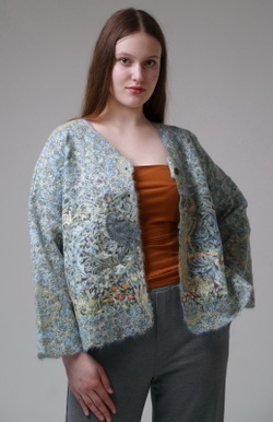 Шерстяной жакет "Вердюра", по мотивам шпалеры-вердюры «Лес» из мастерской Уильяма Морриса