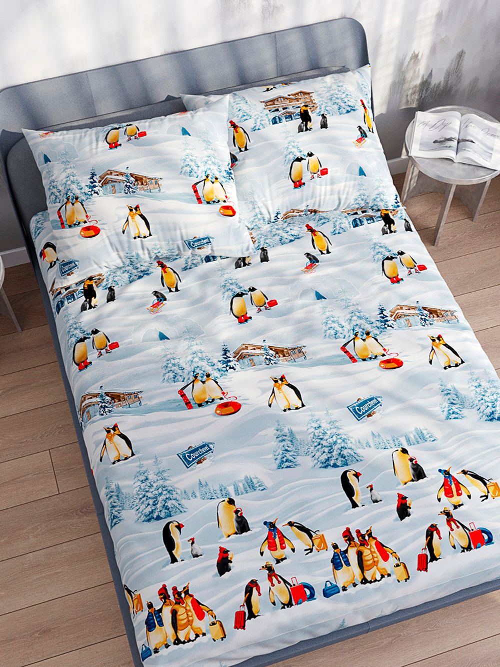 Простынь на резинке перкаль Сказка "Лапландия" 160x200 см