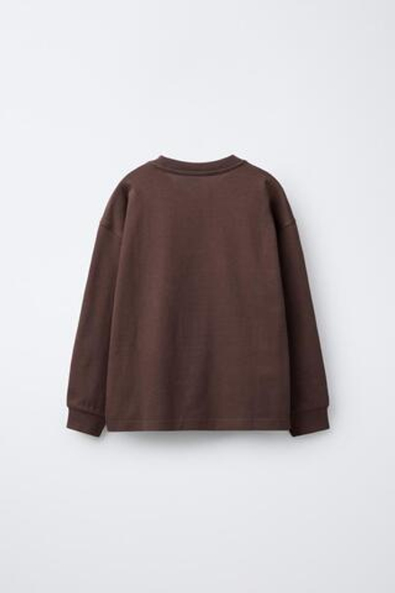 ZARA ФУТБОЛКА HEAVY WEIGHT С ВЫШИТОЙ НАДПИСЬЮ, ТЕМНАЯ МАЛЬВА