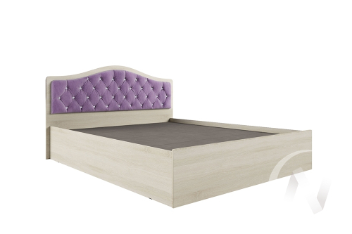 Кровать "Дели 1;6" с осн. настил ДСП 2с (Дуб сонома/Велюр сирень со стразами)