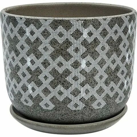 Горшок керамический Кросс серый бук d15,4 h12,9 v1,6