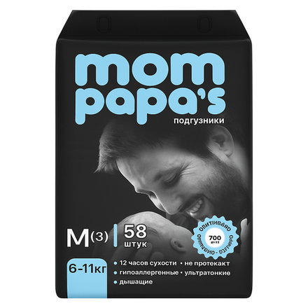 Подгузники Mom Papa"s M 58 шт