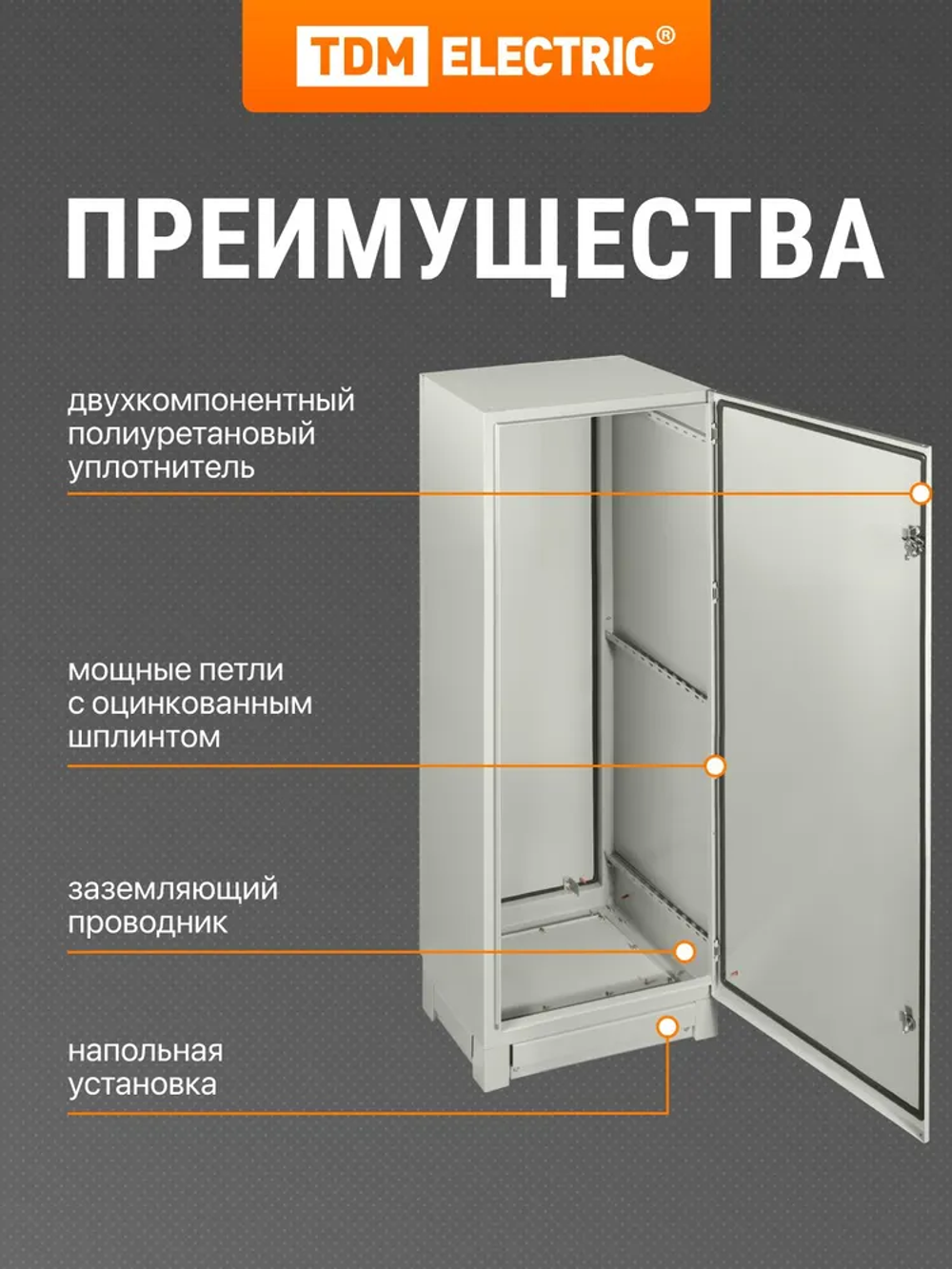 Корпус металлический ЩМП-16.6.4-0 (1600х600х400) IP66 без монтажных панелей TDM