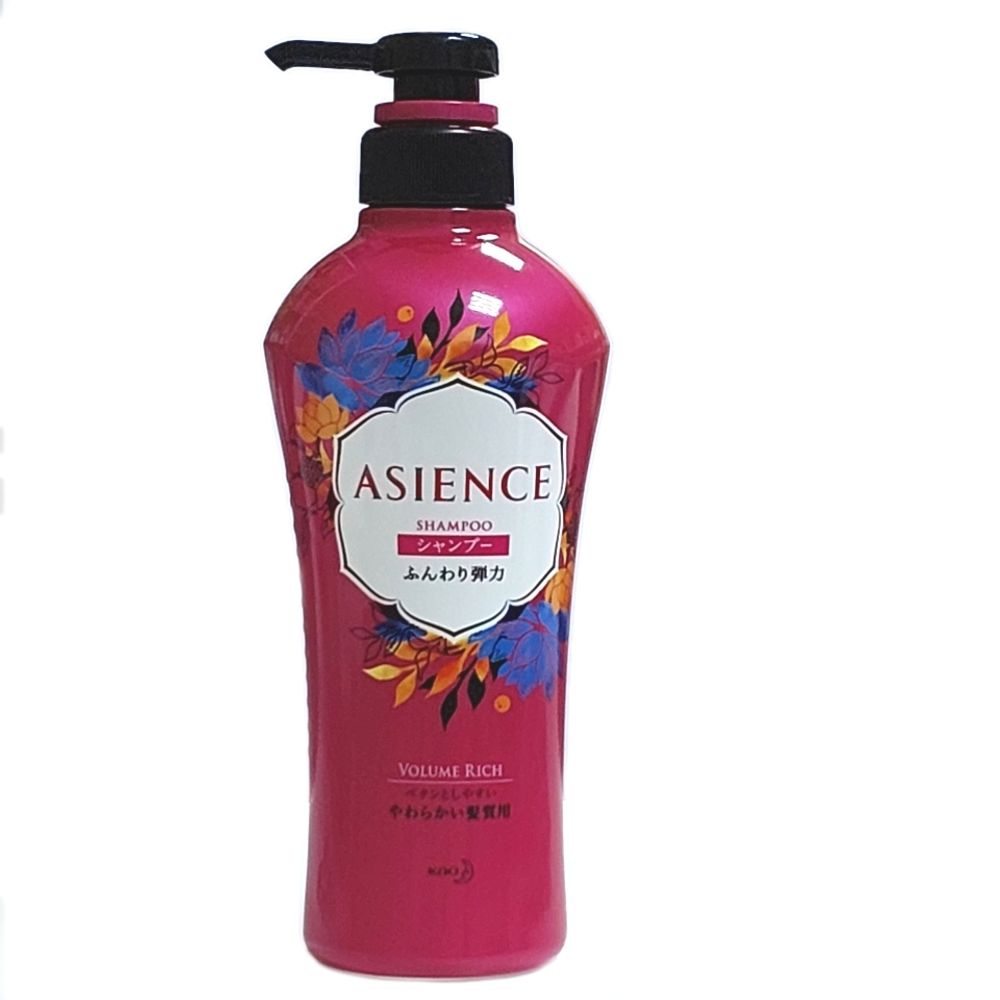 Шампунь для увеличения упругости волос KAO Asience Soft Elasticity Type Shampoo с экстрактом женьшеня, граната, мёдом, протеином жемчуга и шёлка, 450 мл.