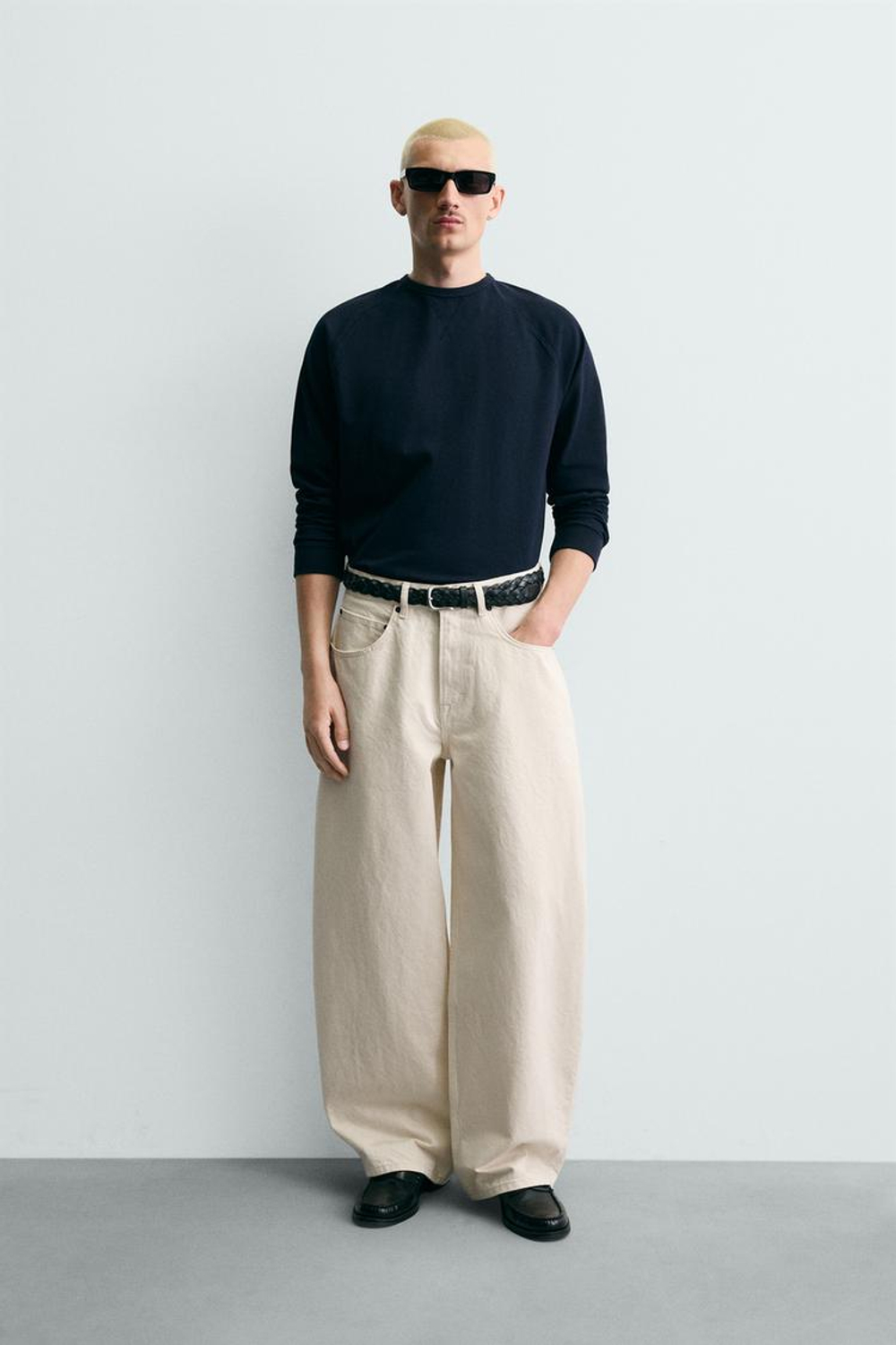 ZARA ДЖИНСЫ BALLOON FIT, ЭКРЮ