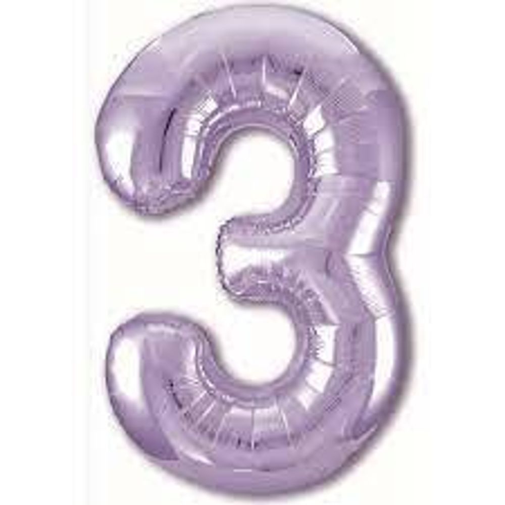 Agura Шар 40" / 102 см "Цифра 3" Сиреневый (БГ-60)  Изображение4