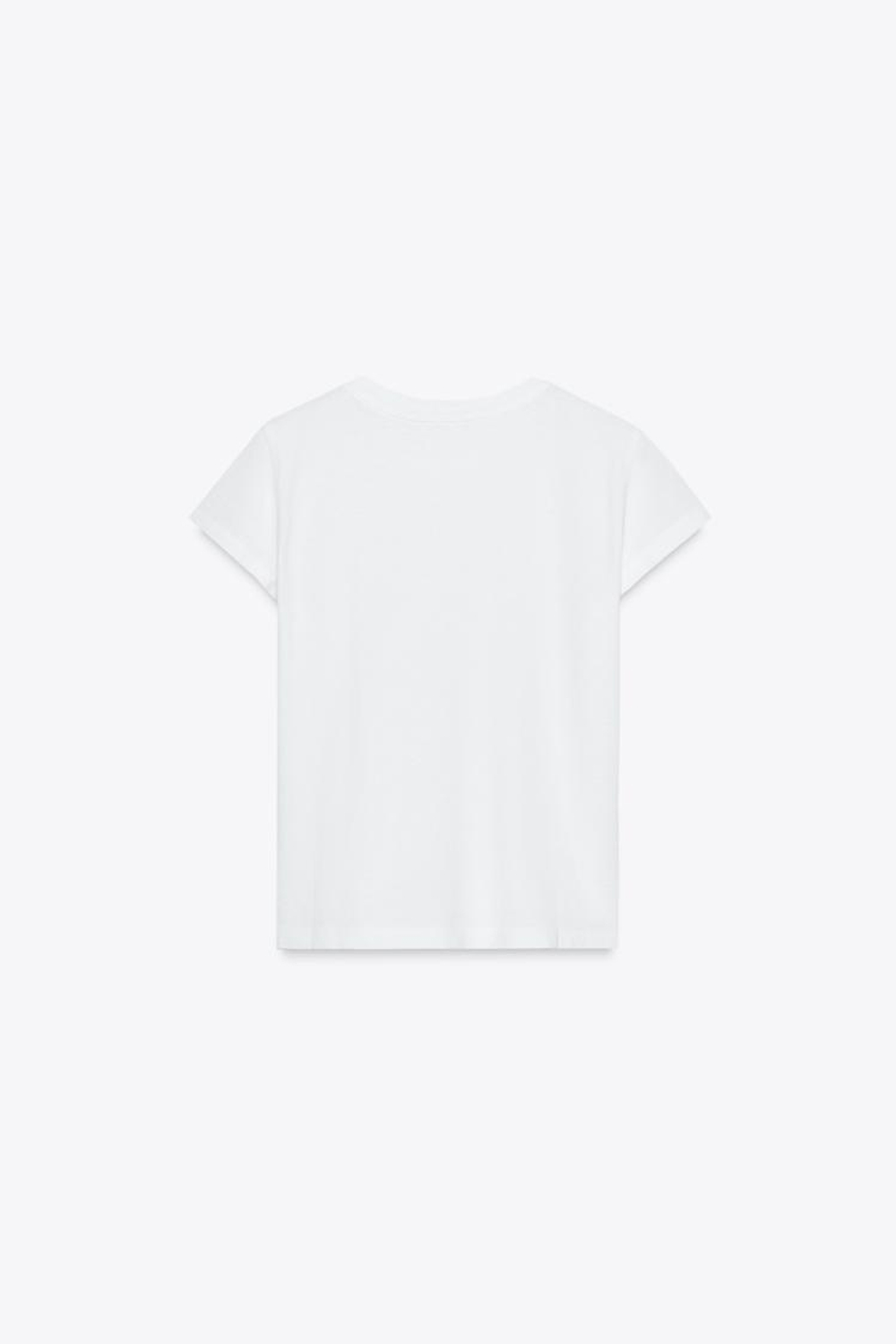 ZARA ФУТБОЛКА ИЗ ТКАНИ С ЭФФЕКТОМ ПОТЕРТОСТИ С КАРМАНОМ, БЕЛЫЙ