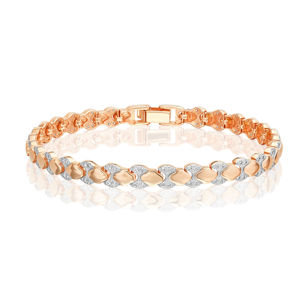 Браслет из красного золота с фианитами