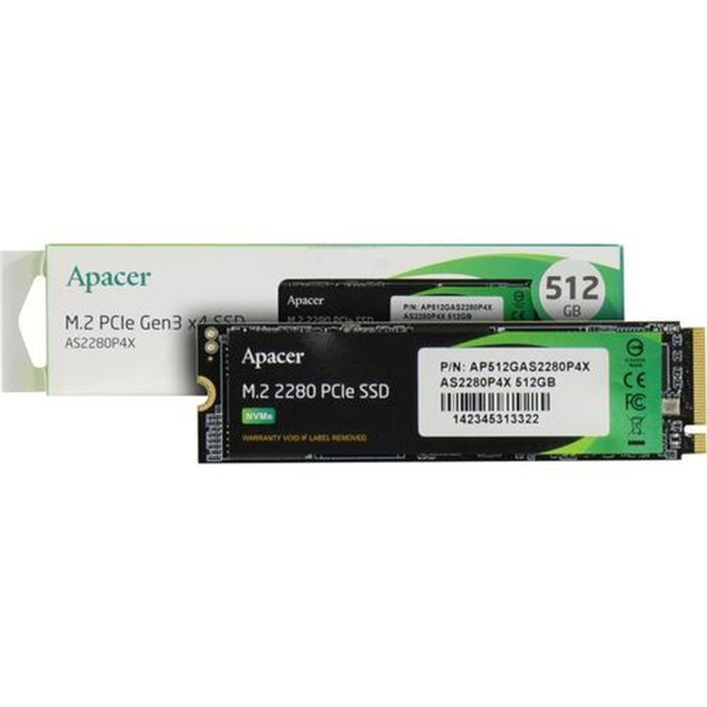 Жесткий диск SSD M.2 512Gb Apacer AS2280, 2100/1700MBs, TLC 3D NAND, 2280, PCI-E 3.0x4 (AP512GAS2280P4X-1)