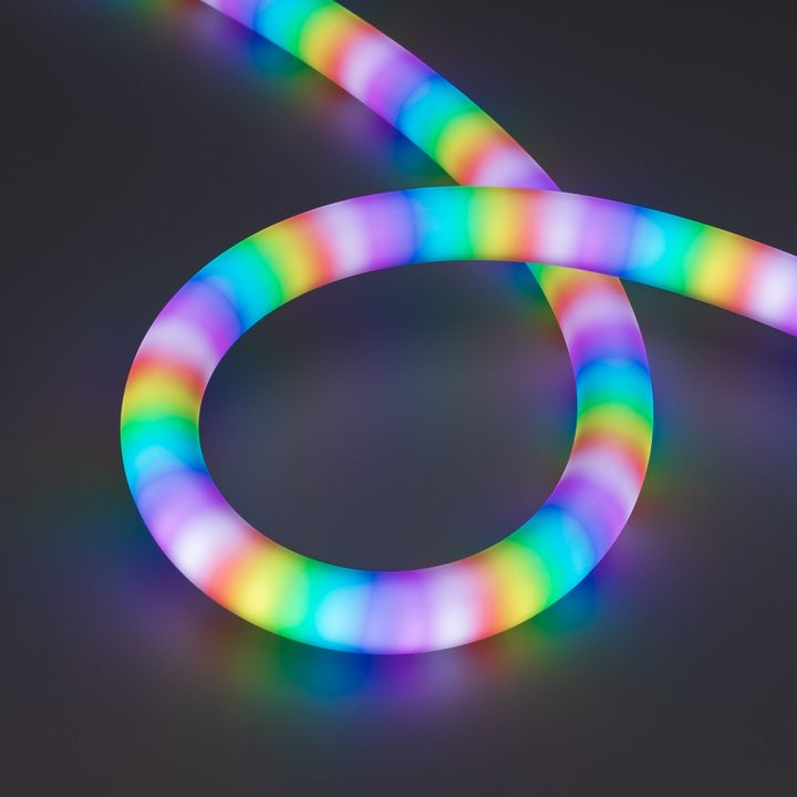 Светодиодная лента герметичная SPI MOONLIGHT-BLACK-TOP-G180-D25mm 12V RGB-PX2 (21.6 W/m, IP65, 5m, wire x1) Arlight 044932