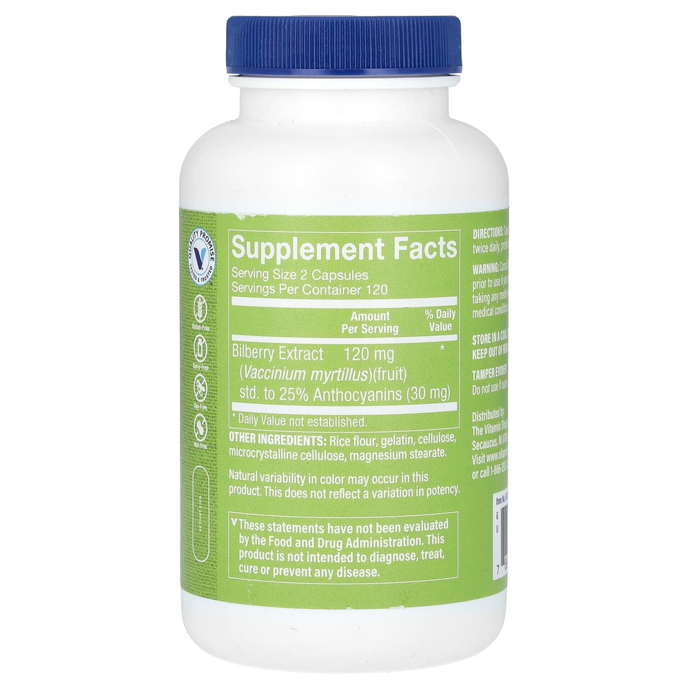 The Vitamin Shoppe, экстракт черники, 120 мг, 240 капсул (60 мг в 1 капсуле)